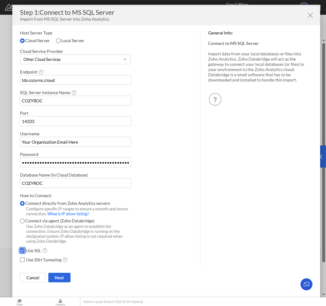 Connection properties